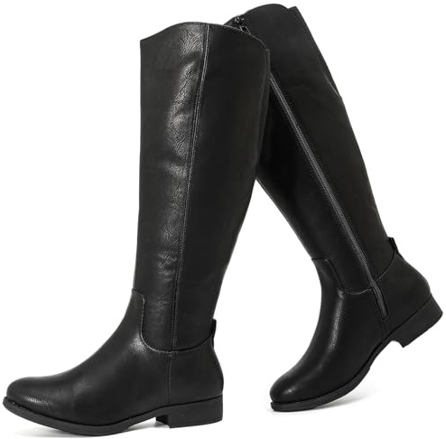 Ruiee Womens Knee High Boots Fall Winter Fashion Boots.1873909 BK PU 6