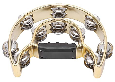 Tambor de Campana de Doble, Pandereta de Mano Liviana con Sonido Brillante, Manija Ergonómica para Conciertos de Festivales (Amarillo)