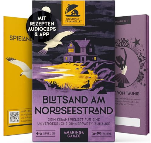 Gourmet Criminelle® Krimidinner für zuhause I 4-6 Personen I Mysteriöser Mordfall Blutsand am Nordseestrand für Deine Crime Dinner Party I Spannendes Krimi Dinner Spiel ab 16 Jahren I 4-6 Spieler