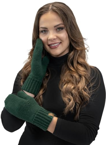 VIVISENCE Damen Winter Fausthandschuhe Aus Wärmendem Garn Mit Breitem Strickbündchen, Handschuhe Gemütlich Stilvolle Musterloses Design Für Kalte Wintertage Herbst Modell 7015