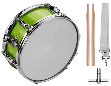 Sunydog Snare Drum, 12 Zoll Snare-Drum-Fell Marching Drum Set mit Drumsticks Stimmschlüssel Schulterriemen, Percussion Instrument für Anfänger Marschtrommel Übungskit (Grün)