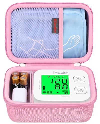 Elonbo Custodia per iHealth Track Smart Braccio di Pressione Sanguinosa Monitor, Wireless Bluetooth Bluetooth Monitor di Pressione Sanguinosa Supporto di Custodia Protettiva da Viaggio, Rosa