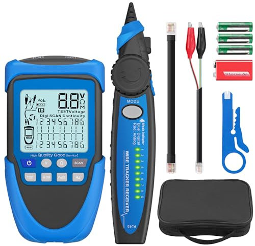 YGiTK Network Cable Tester, PoE Cable Tester for CAT5, CAT5e, CAT 6, CAT 7, RJ45/RJ11, Multifunction Power Over Ethernet Tester, Cable Voltage Tester Line Location Finder Cable Tracer, Wire Tracker