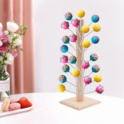 Support pour cake pop, en bois, 60 trous, support de sucettes, socle carré pour affichage de bonbons (fêtes, anniversaires, mariages, magasins, etc.)
