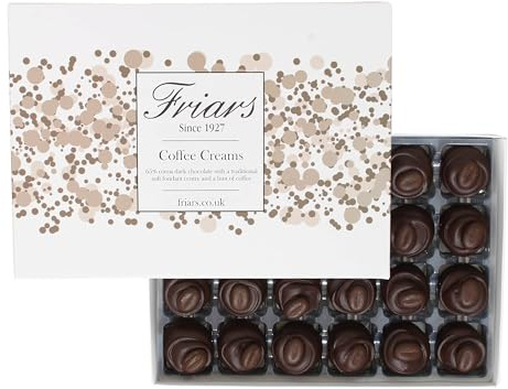 Friars Chocolate Coffee Creams - 24 Per Box | Smooth & Soft Coffee Fondant & Quality 65% Dark Cocoa | Premium Chocolates For Special Occasions & Gifts | Handmade In England | Suitable for Vegetarians