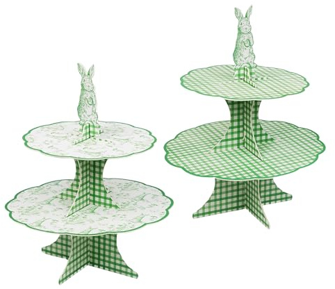 Talking Tables 1 x 2-Tier Reusable Easter Cake Stand – Reversible Spring Bunny Design, Durable Cardboard, Ideal for Birthdays, Baby Showers, Afternoon Tea & Picnic Displays