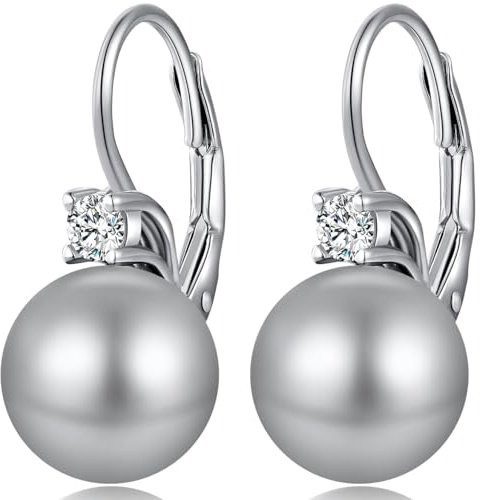 jiamiaoi Perlenohrringe Silber 925 Perlen Ohrringe Damen Schwarz Perlen Creolen Ohrringe mit Perle Silber 925 Hängend