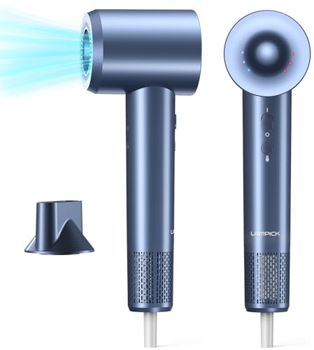 LAMPICK Hair Dryer, Ionic Blow Dryer, Professional High-Speed Hairdryer with 150,000 RPM Motor for Fast Drying, 5 Temps/3 Speeds Lightweight Hairdryer with Magnetic Nozzle for Home Travel Women Man