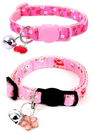 2 Pack Cat Collars Adjustable Kitten Collars with Bells