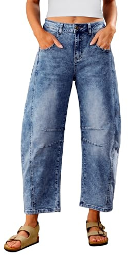 Utyful Barrel Women's Baggy Jeans Size 10 Midnight Blue High Waisted Summer Pants Size 8 to 10