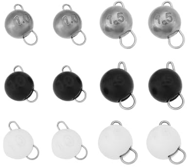 eMagTech 12 Piezas de Pesas de Pesca Cheburashka de Tungsteno Plomadas de 1 G Y 1,5 G Adecuadas para Todo Tipo de Agua Dulce Salada Lubina Carpa Cacho Bacalao Brillante Negro Y Plateado