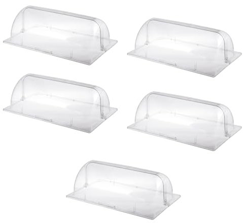 Clear Chafing Dish Covers, Full Size Roll Top Chafing Dish Lid Bakery Pan Plastic Food Display Cover for Cake Cupcake Exhibition, 5