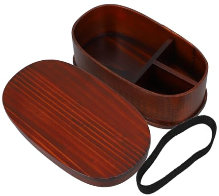 Alipis Fuerte Caja de Almuerzo Japonesa Bento de Madera Artesanal Estuche de Almacenamiento de Alimentos Tazón Saludable para El Hogar Y al Aire