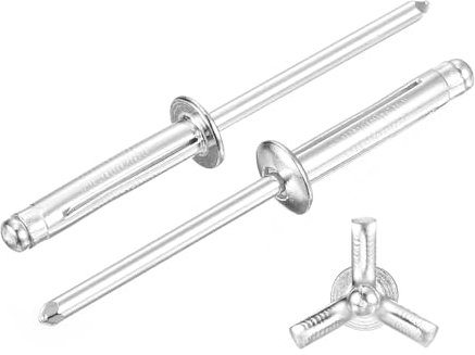 sourcing map 50Pcs 5/32x3/4 Aluminum Round Head Tri Grip Rivets, Tri Grip Rivets Assortment Bulb Style Rivets for DIY, Sheet Metal, Automotive Repairs, Furniture, Marine Boat (Silver)