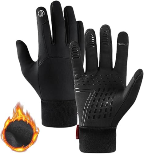 Clgorm Thermo Slim Handschuhe Naturvibes Herren Damen, Frostfit Premium Thermo Fahrrad Handschuhe wasserdichte Touchscreen-Handschuhe (Black, XL)