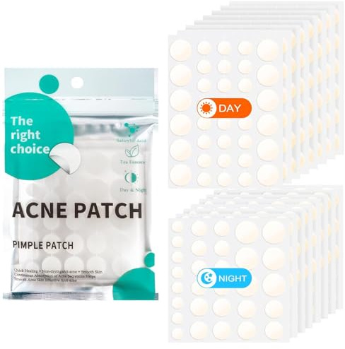 528 Piezas Parches para Acné Invisibles Hidrocoloides Parches Granos Absorbentes Parches para Acné Uso Diurno Y Nocturno En Uno Con Aceite De Té Y Ácido Salicílico Parches Para Granos（(8/10/13/15 mm）