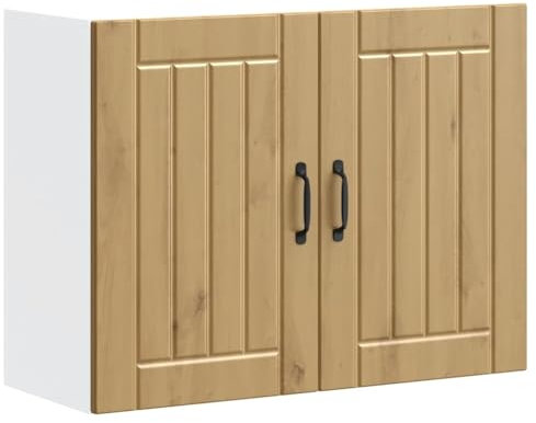 vidaXL Kitchen Wall Cabinet - Artisan Oak, Engineered Wood, Modern Style, Wall-Mounted Design, 80x31x60 cm, Ample Storage with Glass Door