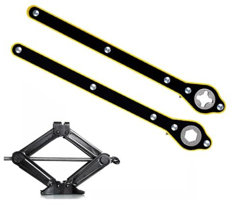 Pont elevateur Voiture Paquet de 2 clés à cric à Ciseaux en métal clé à cliquet de Voiture clé à cliquet à Ciseaux de Voiture à économie de Travail Leve Voiture