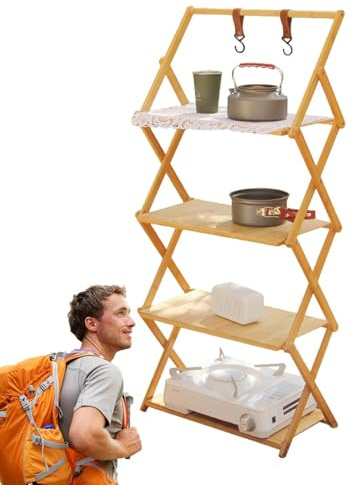 Faltbares Campingregal - Tragbarer Campingschrank Faltschrank Camping Gadgets | Faltbarer Teleskop-Ablageregal Geeignet für Küche beim Camping im Freien für