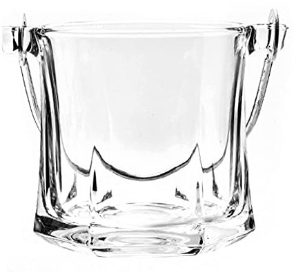 LaYiQimn Eiseimer Glas-Eiskübel, Wein-, Bier-, Champagner-Kühleimer, Glas-Eishalter-Eimer, transparenter Mini-Kühleimer und Tragegriff für Partys