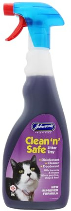 Johnsons Clean and Safe Litter Tray Disinfectant Spray 500ml, Kills Germs, Bacteria and Viruses, Fresh Scent