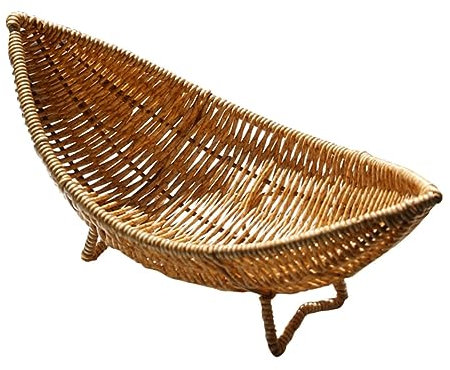 CIYODO Cesta De Almacenamiento Tejida De Ratán Natural Forma De Barco Cesta Multiusos Para Frutas Verduras y Huevos Decoración Ecológica Para Cocina y Mesa Funcional