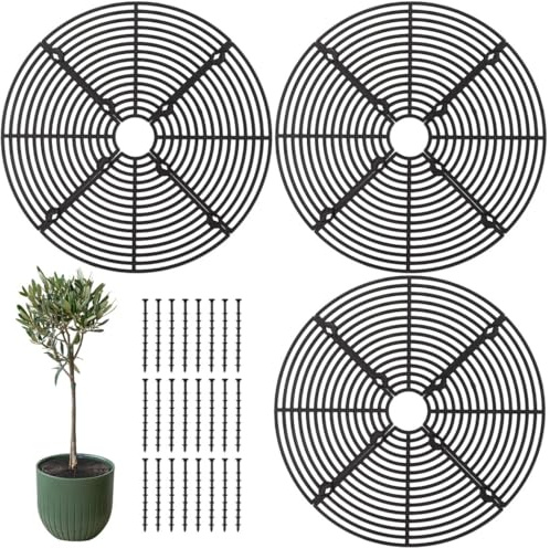 3 protezioni tagliabili per vasi di piante con paletti, griglie per vasi da fiori in ABS da 30 cm, barriere per scavare animali domestici per giardini interni ed esterni