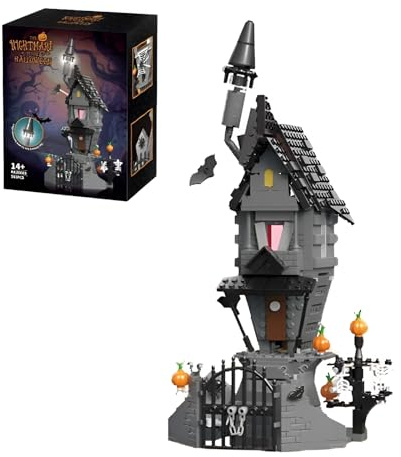 MirthMakers Halloween Gruselvilla Baustein-Set - 581-teiliges Horror-Schloss mit Kürbissen und Skelett-Geistern, schaurig-schöne Deko und kreatives Geschenk für Erwachsene, Kinder
