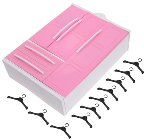 LRXIYODE Doll Closet Mit Hängern Puppen-kleiderschrank Für Kleidung Miniaturmöbel Für Puppenhäuser Elegantes Design Für Kinderzimmerdekoration Und Spielorganisation Inklusive Bunter