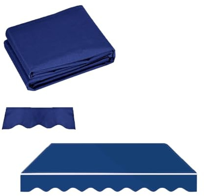 Tenda manuale retrattile in tessuto 3,7 x 2,4 m e 4,6 x 3 m, copertura di ricambio per ombrelloni esterni, per patio, ristoranti, tenda in tela blu (5,5 x 2,5 m)