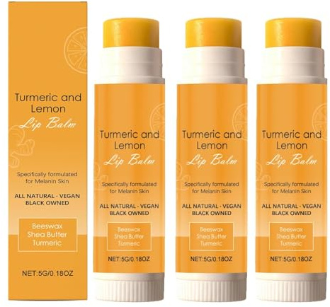 3 Pack Turmeric and Lemon Lip Balm, Lemon and Turmeric Lip Scrub for Dark Lips, Lip Exfoliator Scrub for Smokers, Reduce Fine Lines Lip Treatment Help Fade Lip Discoloration for Lip Softening & Hydrat
