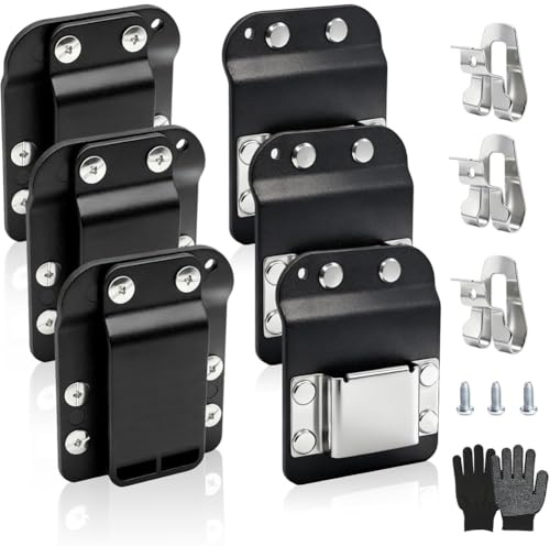 Muuookka 3 Soportes para Taladro para Cinturón de Herramientas + 3 Clips para Taladro, Soporte para Cinta Métrica con Clip de Metal, Gancho para Cinturón de 2 Pulgadas para Taladro Inalámbrico