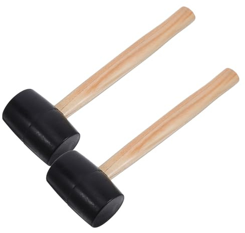 WATIIFUFU Martello di Gomma Morbida Manico in Legno, Set 2 Pezzi, Mazzuolo Leggero per Campeggio, Lavori Artigianali, Pavimentazione e Falegnameria, Impugnatura Ergonomica per Uso