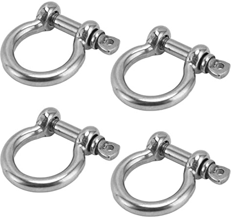 ViaGasaFamido Grillete de Acero Inoxidable, Grillete de Resistente con Acero Inoxidable 304 para Equipos de Carga, Anillo en D de Anclaje con Pasador de Tornillo de 4 Piezas para Minería y