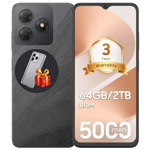 Mobile Phones, Android Phone(3YRW), 6.56 In, 6GB +64GB/2TB Octa Core, Black | 5000mAh Cheap Smartphone, Dual SIM Free Smartphones, 13MP Main Camera, 4G, FaceID/GPS, Suitable For Old, Kids, Summer Gifts