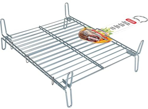 Algon | Parrilla Barbacoa 35x40 Acero Inoxidable Zincado Gris Metalizado con Cierre de Seguridad - Parrilla Ideal para Asar Carnes y Verduras Resistente y Duradera para Exterior