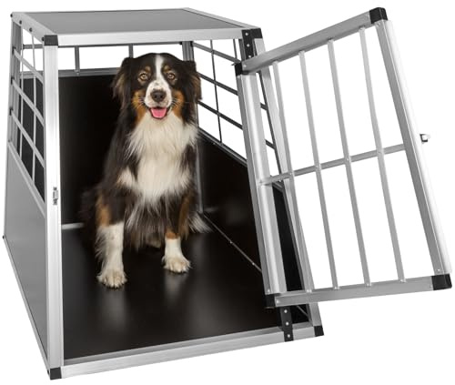 tectake® Transportin Perro Coche, Jaula para Perros con Puerta y Cerradura, Transportin Perro Grande Robusto, Fácil de Limpiar, Jaulas para Perros - 69 x 90 x 69,5 cm