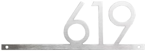 GUIZZO Creart - Numero Civico Esterno con Sbarra in Acciaio Inox, Targa Personalizzata con Numeri Civici Esterni, Via e/o Famiglia Made in Italy, Targhetta Personalizzata Porta Ingresso, 20x6.5H cm