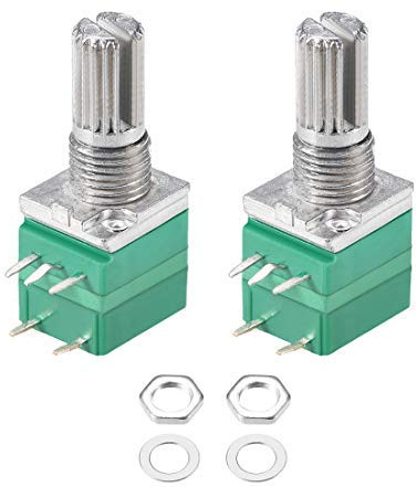 Potentiometer mit Schalter B5K Ohm variable Widerstände Single Turn Rotary Carbon Film Taper RV097NS 2 Stück