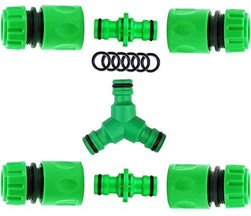 CaLeQi 4PCS End Quick Connectors & 2PCS Double Male Hose Connectors & 1PCS Y Male Garden Hose Connector for Hose Pipe Fitting 1/2 Plastic Tap Connector & Repair