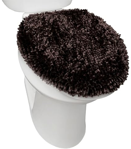SoHome Spa Step Luxus Plüsch Chenille Shag Maschinenwaschbar Ultra Soft Standard Toilettendeckel Bezug 47 x 49,8 cm Braun