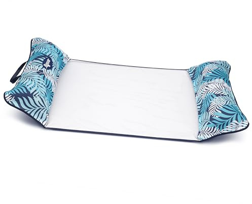 Aqua 4-in-1 Deluxe Monterey – Poolschwimmer & Hängematte in Resortqualität – Mehrzweck, aufblasbare Poolschwimmer für Erwachsene – patentiertes dickes, antihaftbeschichtetes PVC-Material – Blauer Farn