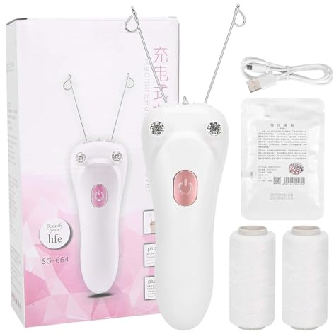 Ladies Facial Hair Remover Electric Women's Beauty Epilator, Cordless Electric Facial Threading Hair Removal for Women, Rechargeable Face Hair Remover Cotton Thread Epilator Body Hair Removal Device