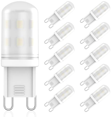 RuLEDne G9 LED Lampe 2W Ersatz Für Halogenlampe 28W 25W 20W, G9 LED Leuchtmittel Kaltweiß 6000K, AC 220V-240V, CRI 85+, Kein Flackern, 360 Grad Winkel, Nicht Dimmbar, 10er Pack