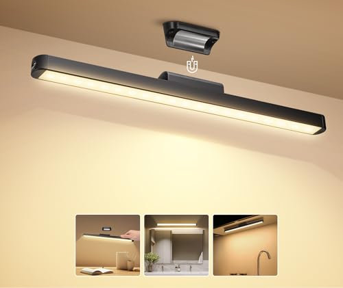 Aigostar Lampe Salle De Bain,Lampe de Placard,Lumiere LED à Magnétique Rechargeable par USB,Sans Detecteur de Mouvement,4 Mode Luminosité et éclairage Angle Ajustable,Idéal Cuisine,Armoire,Sous Meuble