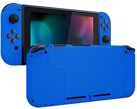 eXtremeRate Full Case für Nintendo Switch Joycon/Console, Matt DIY-Ersatz Joy Con Shell/Buttons & Rückplate & Kickstand, Custom Gehäuse Zubehör für Nintendo Switch Konsole-Blau