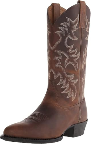 FBARTL Stivali da cowboy vintage occidentale da uomo in pelle vintage stivali a punta con plateau, marrone (Marrone, Adulto, Uomo, 43, Numero, Sistema Taglie Calzature EU, Media)