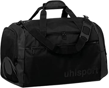 uhlsport Essential Bolsa de Deporte de 50 litros Bolsa de Viaje para Hombres y Mujeres - con Dos Bolsillos Laterales y Compartimento Frontal - Viajes, Fitness, Gimnasio, Balonmano, fútbol - Negro