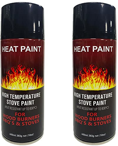 STOREX 400ML HEAT RESISTANT MATT BLACK SPRAY STOVE HIGH TEMPERATURE PAINT METAL WOOD PLASTIC CERAMIC AEROSOL SPRAY (2)