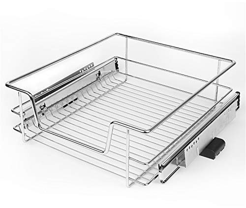 OHMG Teleskopschublade, Teleskopschublade Küchenschrank, Küchenschublade, Verchromter Stahl, Maximale Belastung 20 kg (45cm, 1PC)